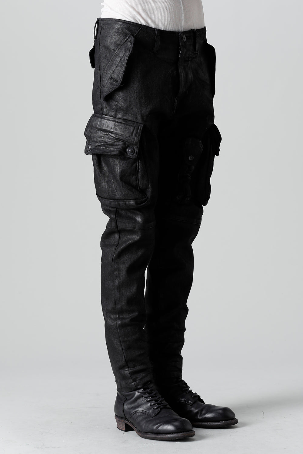 10.5oz Stretch Denim Gas Mask Coated Skinny Pants