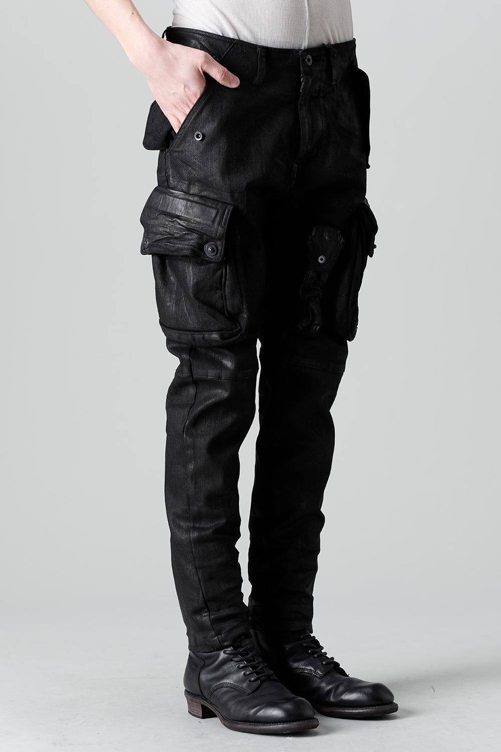 10.5oz Stretch Denim Gas Mask Coated Skinny Pants