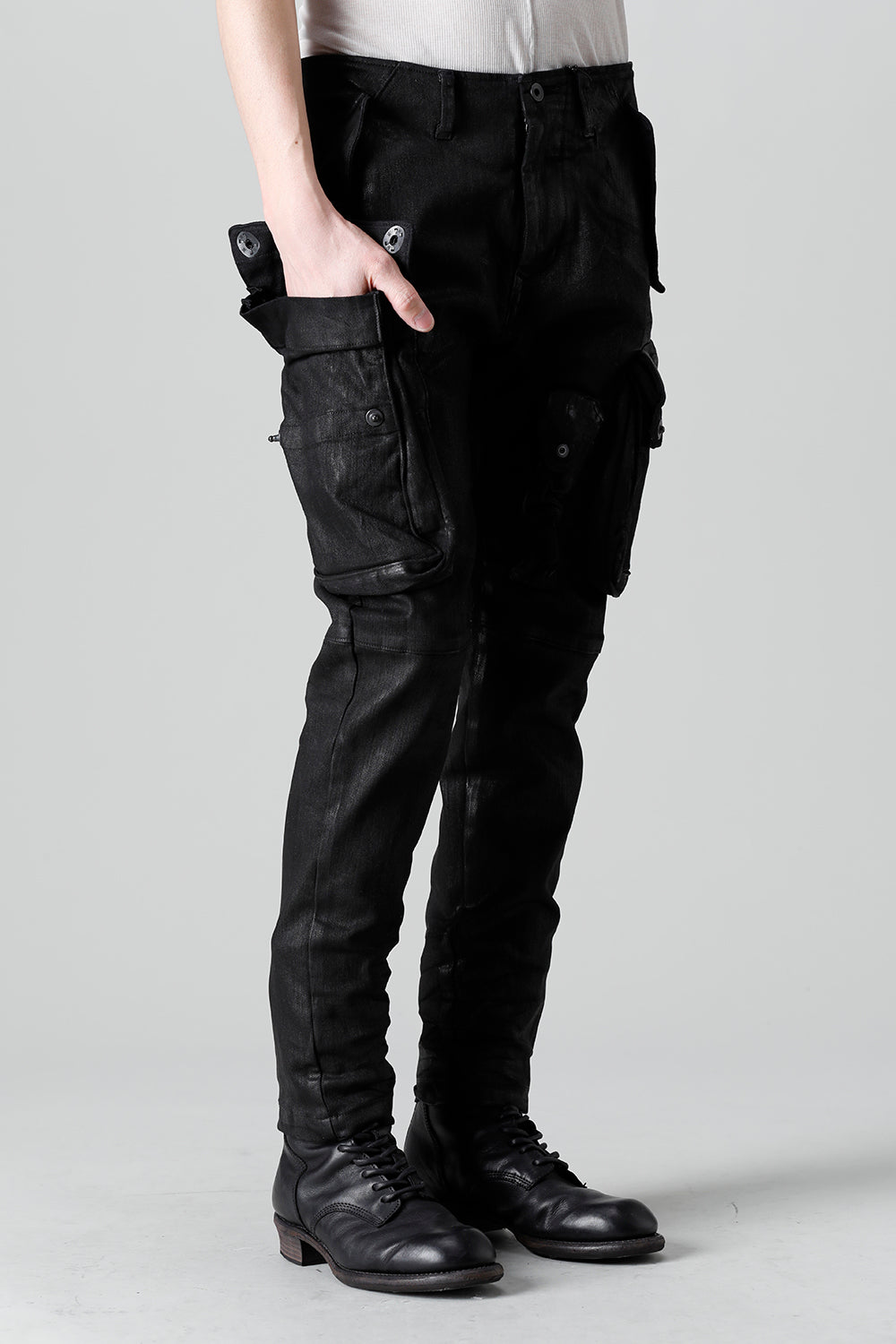 10.5oz Stretch Denim Gas Mask Coated Skinny Pants