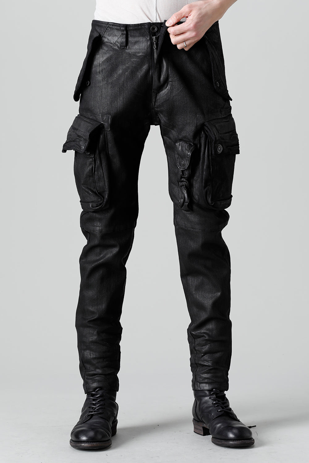 10.5oz Stretch Denim Gas Mask Coated Skinny Pants