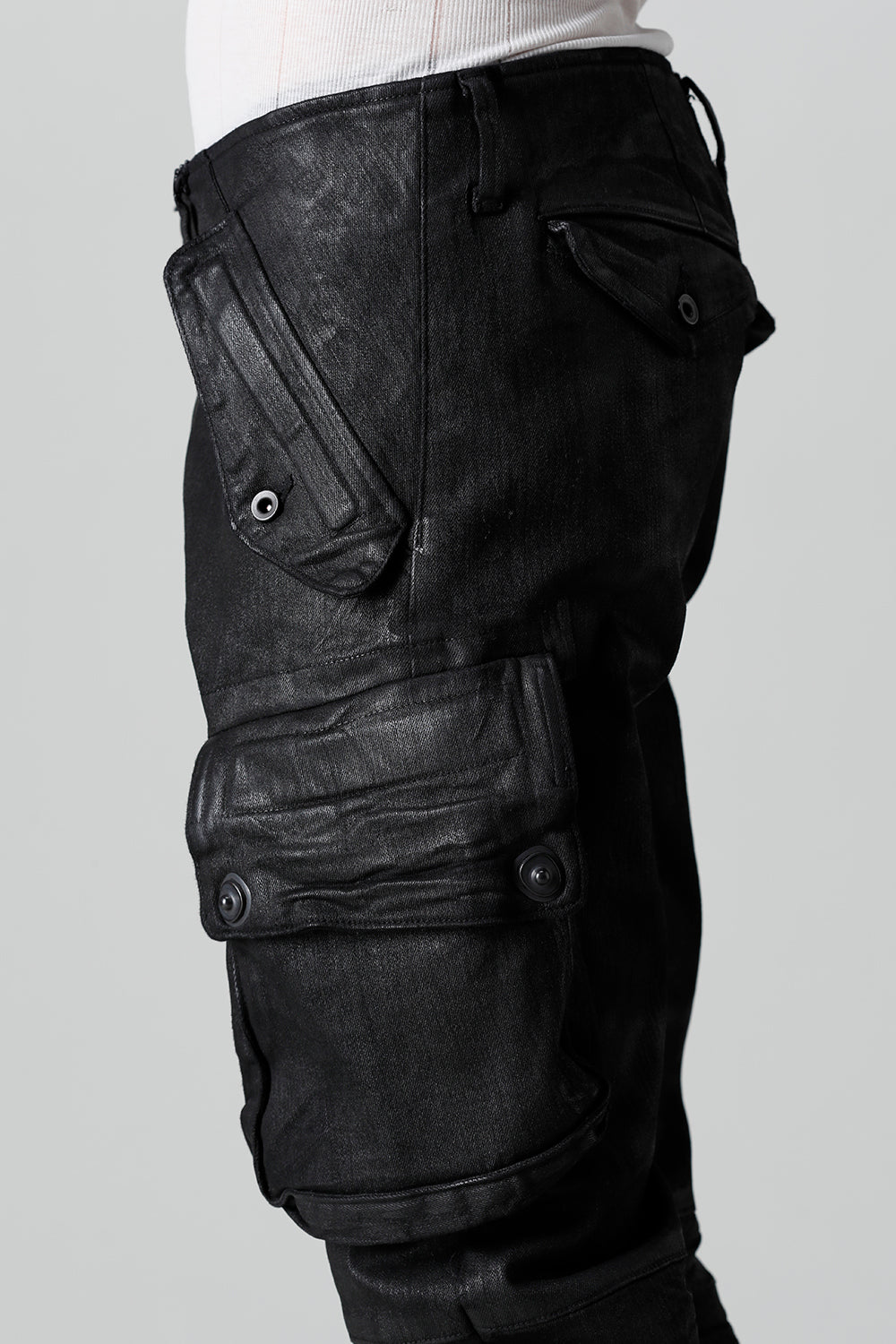 10.5oz Stretch Denim Gas Mask Coated Skinny Pants