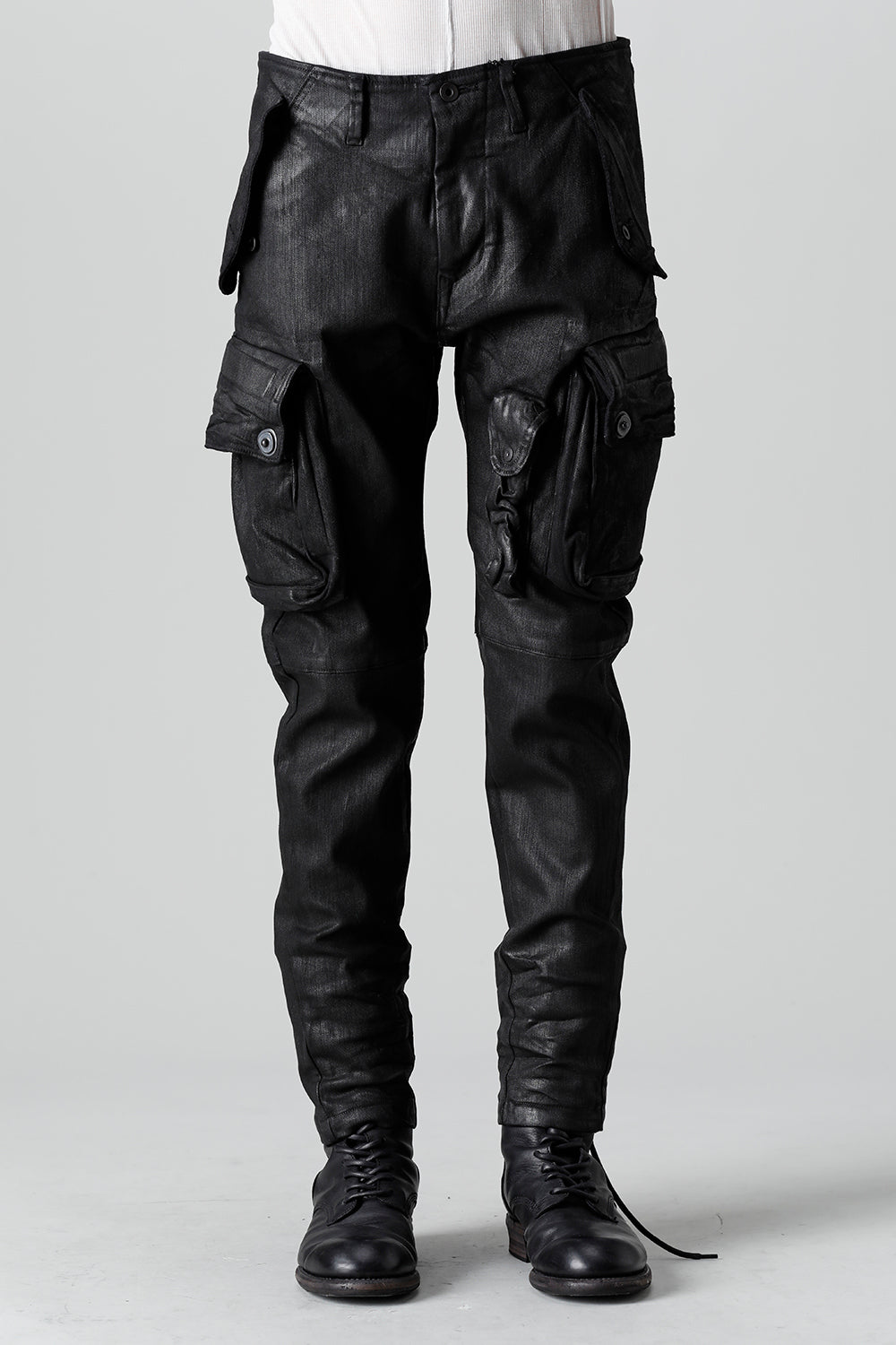 10.5oz Stretch Denim Gas Mask Coated Skinny Pants