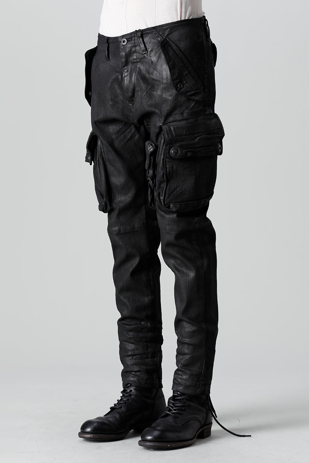 10.5oz Stretch Denim Gas Mask Coated Skinny Pants