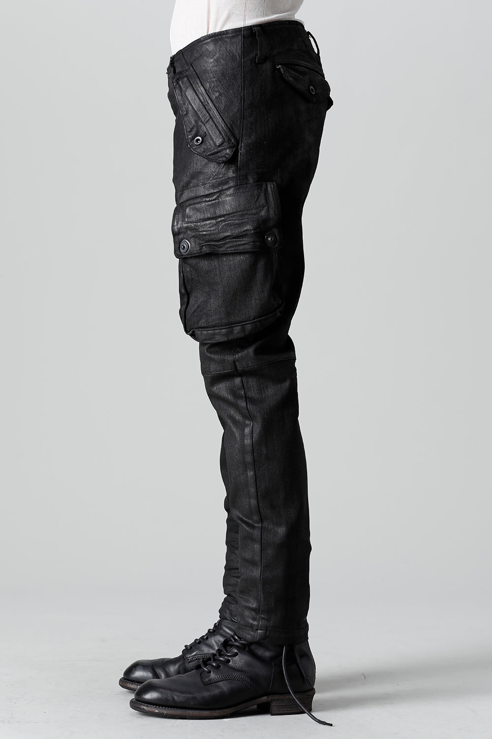 10.5oz Stretch Denim Gas Mask Coated Skinny Pants