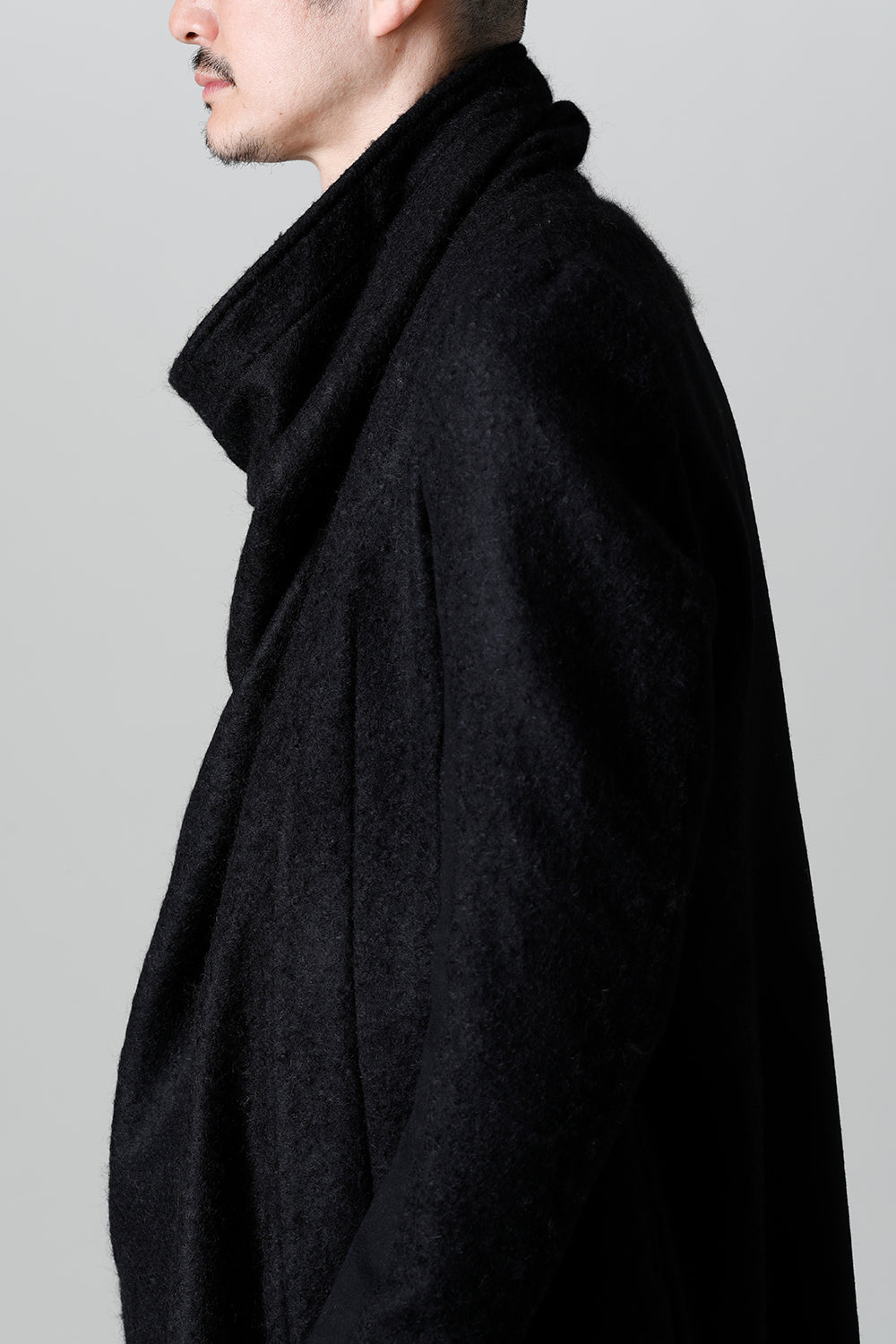 Wool Mohair Melton Over Wrap Coat