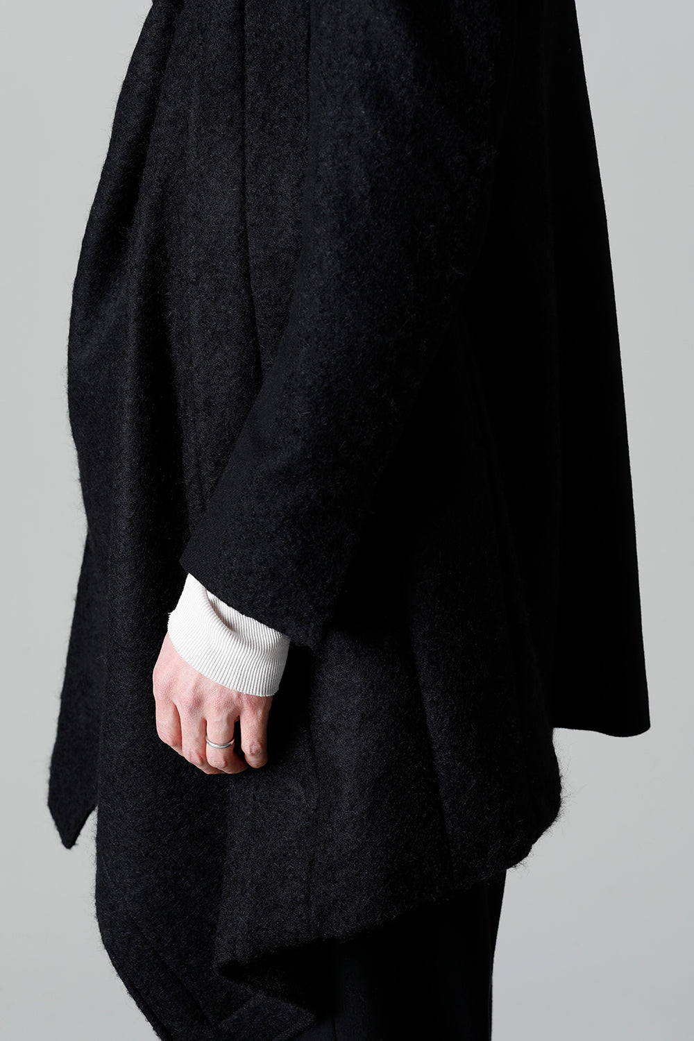 Wool Mohair Melton Over Wrap Coat