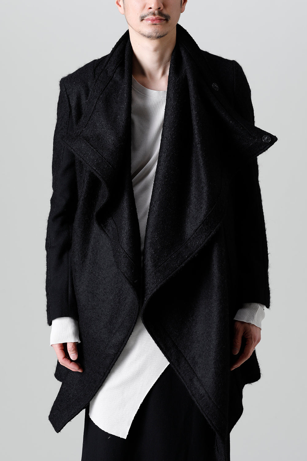 Wool Mohair Melton Over Wrap Coat