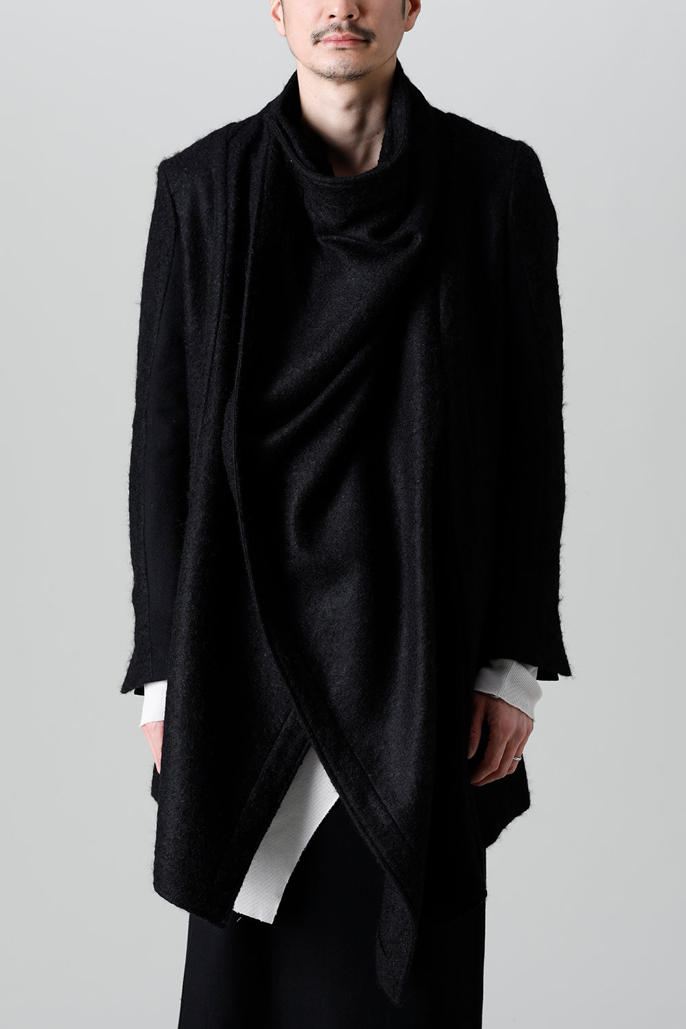 Wool Mohair Melton Over Wrap Coat