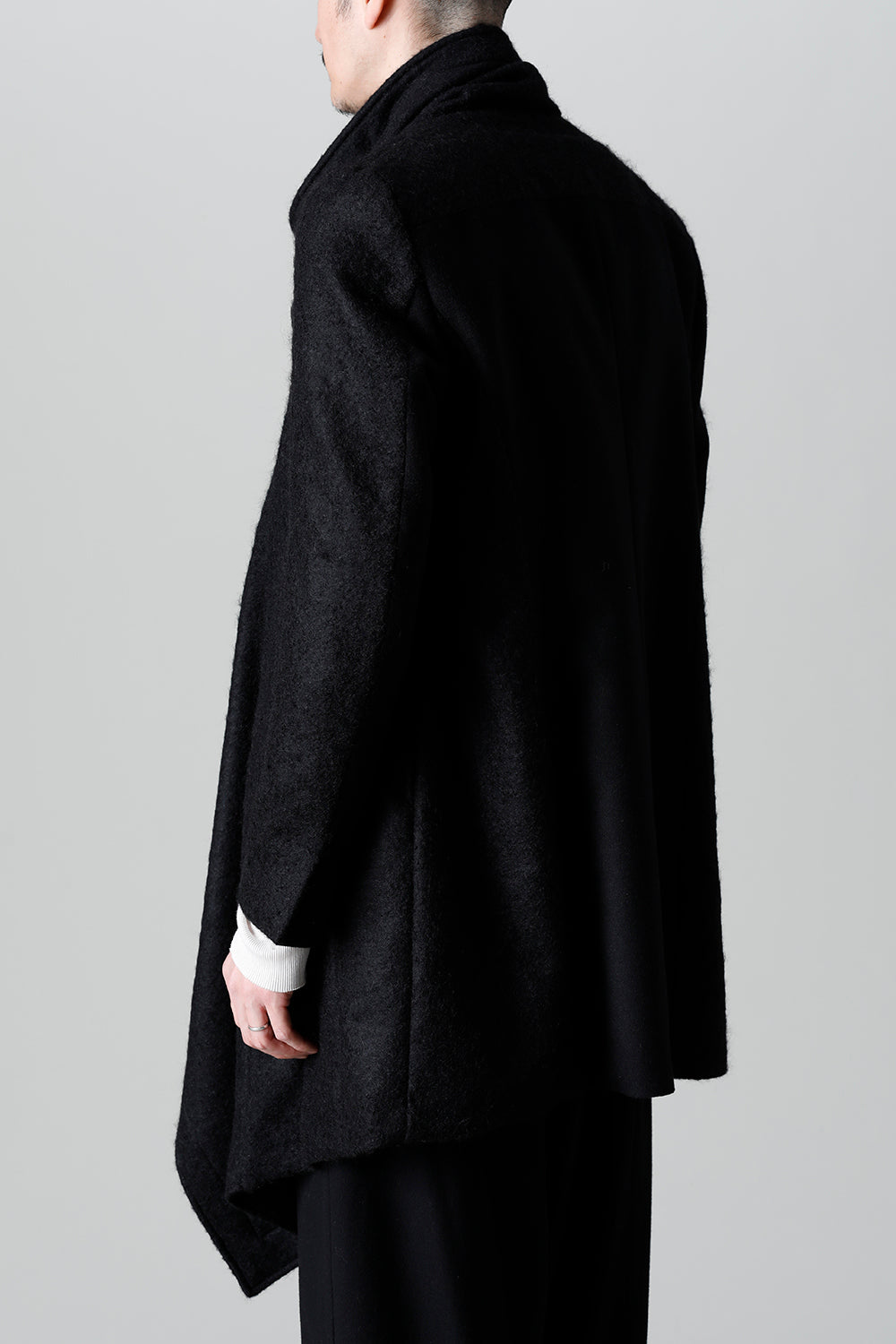 Wool Mohair Melton Over Wrap Coat