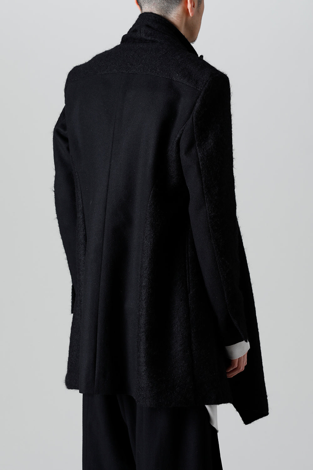 Wool Mohair Melton Over Wrap Coat