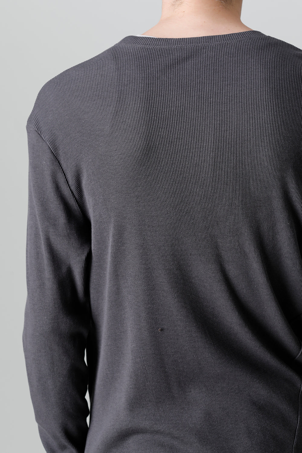 リブ アシンメトリーカットソー チャコール