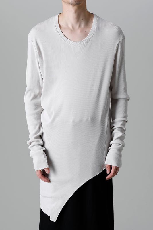 リブ アシンメトリーカットソー プラスター