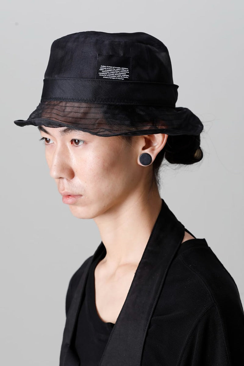 Silk Washed Organdie Bucket Hat  Black