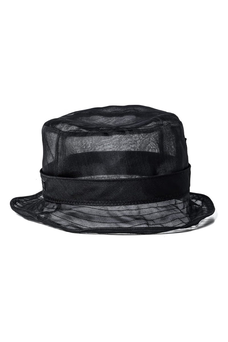 Silk Washed Organdie Bucket Hat  Black