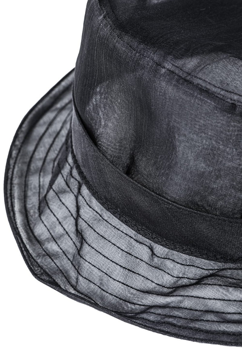 Silk Washed Organdie Bucket Hat  Black