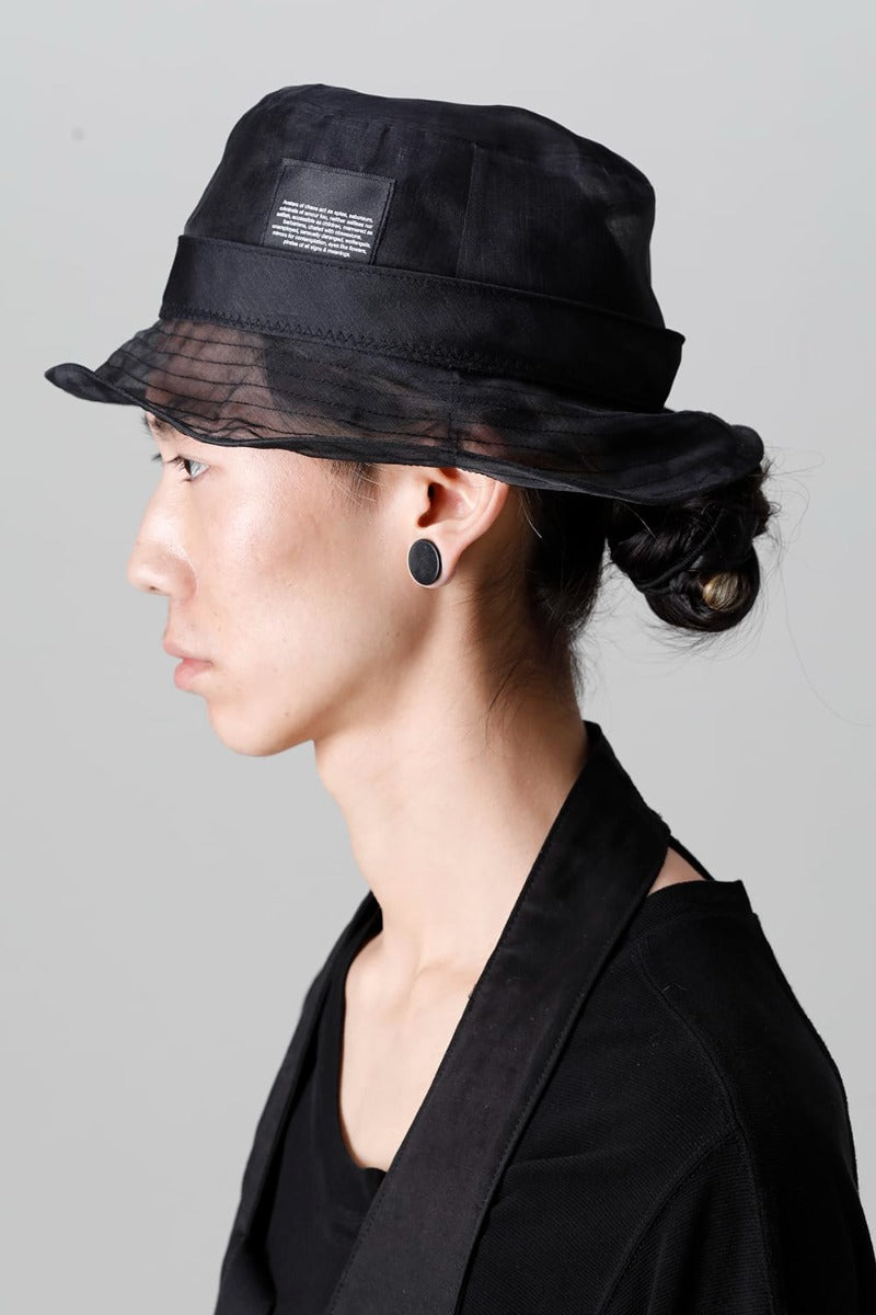 Silk Washed Organdie Bucket Hat  Black