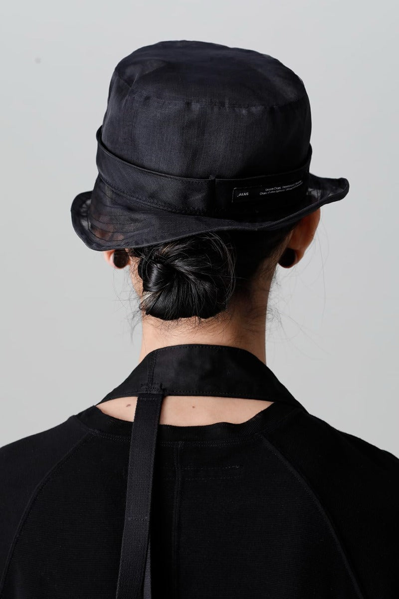 Silk Washed Organdie Bucket Hat  Black