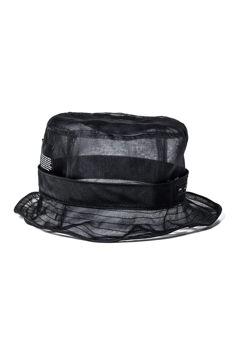 Silk Washed Organdie Bucket Hat  Black