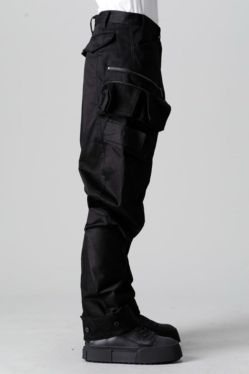 Cotton Stretch Satin Cargo Pants