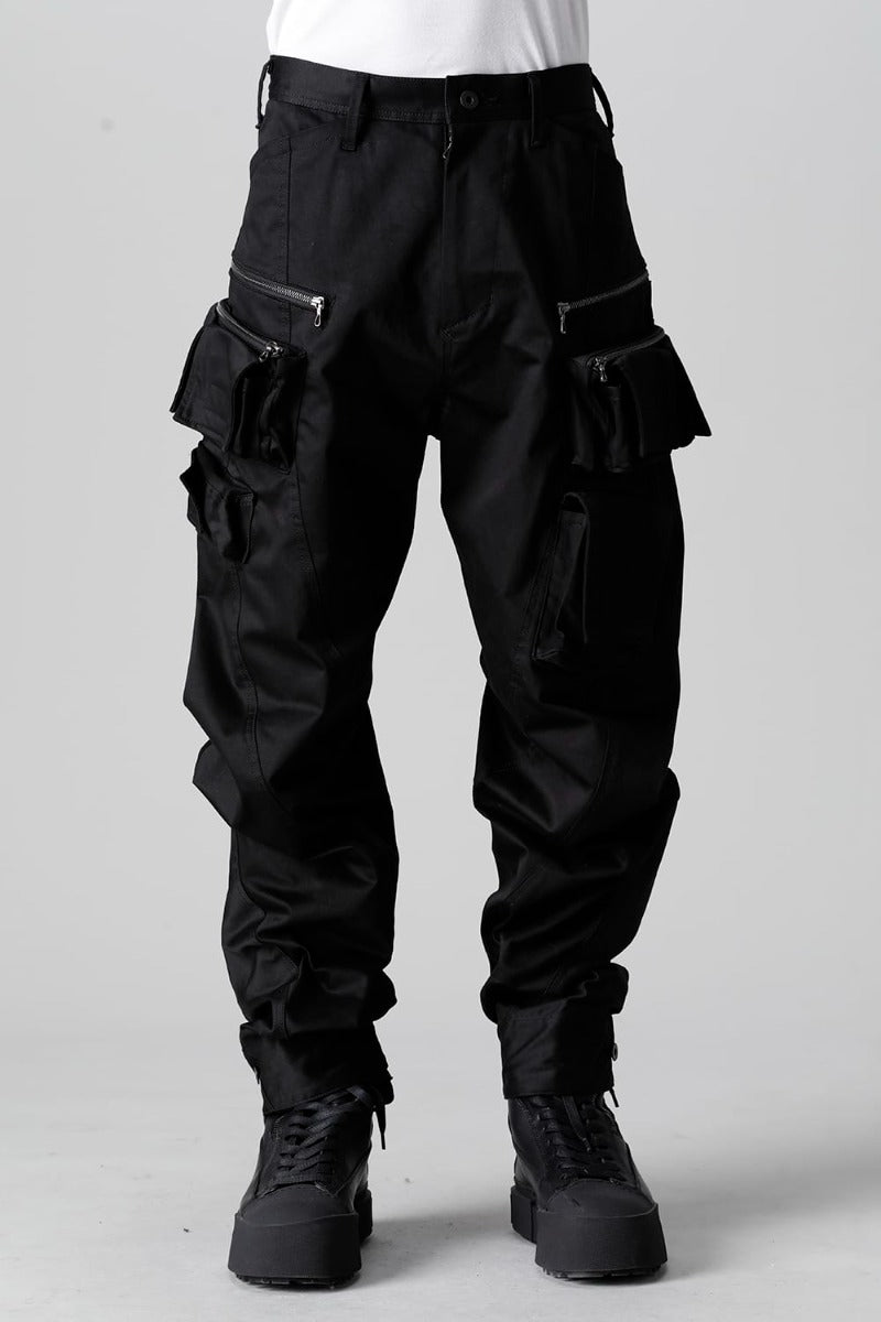 Cotton Stretch Satin Cargo Pants