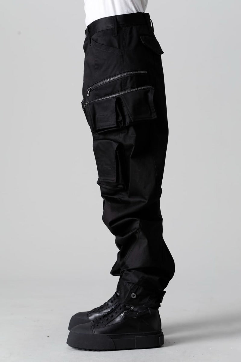 Cotton Stretch Satin Cargo Pants