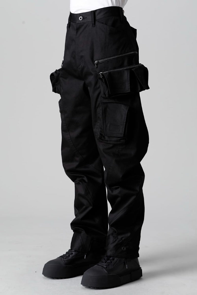 Cotton Stretch Satin Cargo Pants