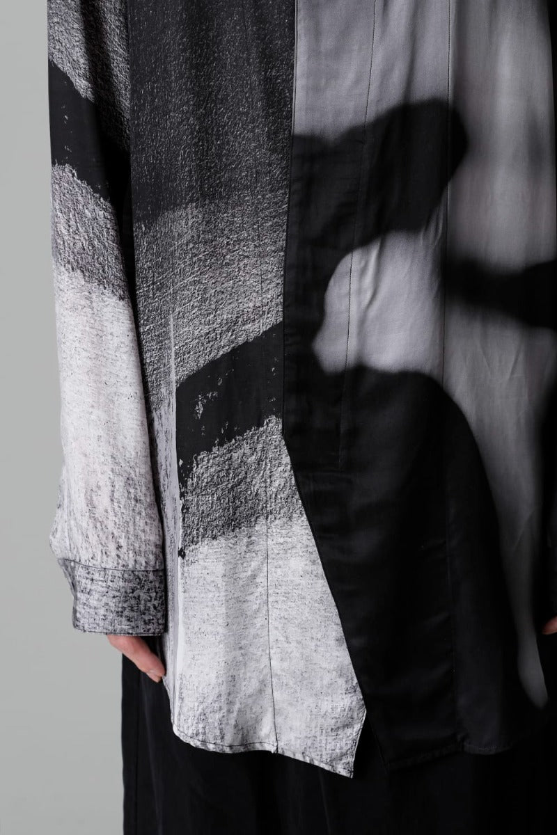 Cupro/Rayon Twill Printed Shirt  Black Print