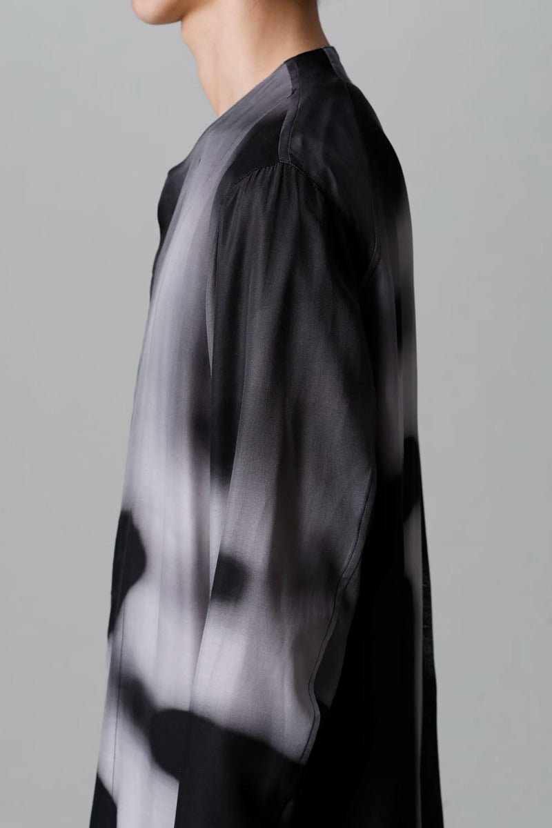 Cupro/Rayon Twill Printed Shirt  Black Print