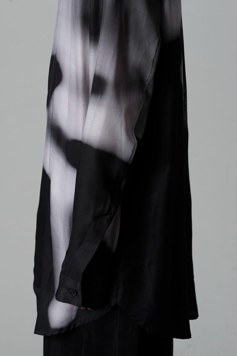 Cupro/Rayon Twill Printed Shirt  Black Print