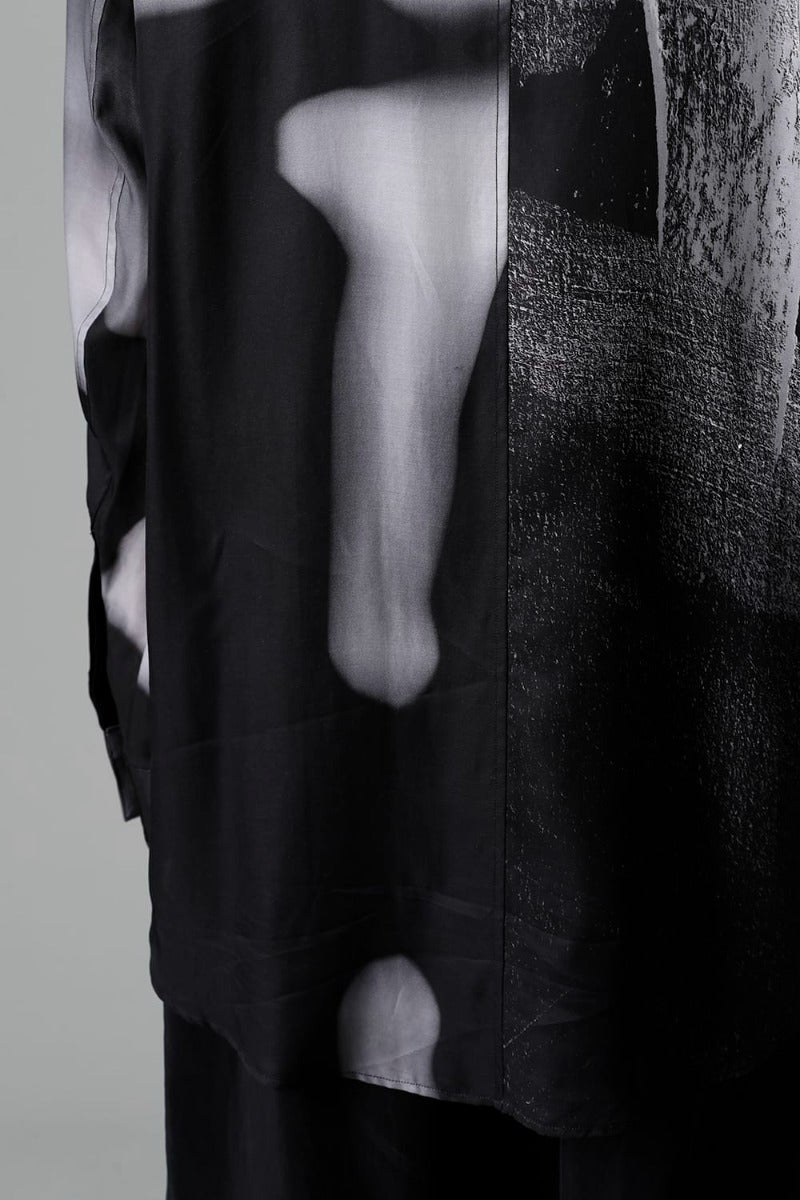 Cupro/Rayon Twill Printed Shirt  Black Print