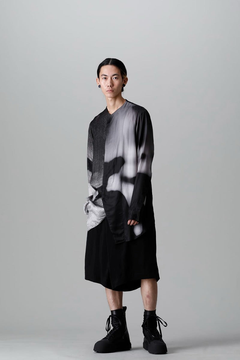 Cupro/Rayon Twill Printed Shirt  Black Print