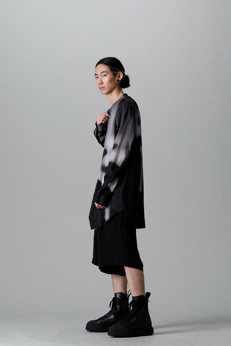 Cupro/Rayon Twill Printed Shirt  Black Print