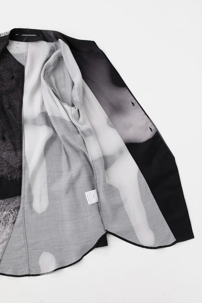 Cupro/Rayon Twill Printed Shirt  Black Print