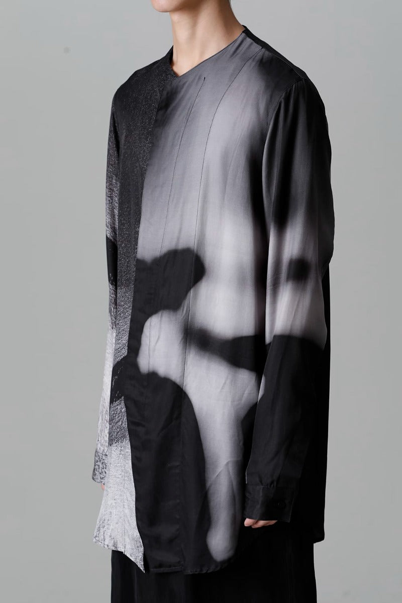 Cupro/Rayon Twill Printed Shirt  Black Print