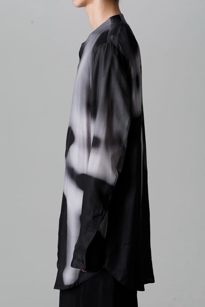 Cupro/Rayon Twill Printed Shirt  Black Print