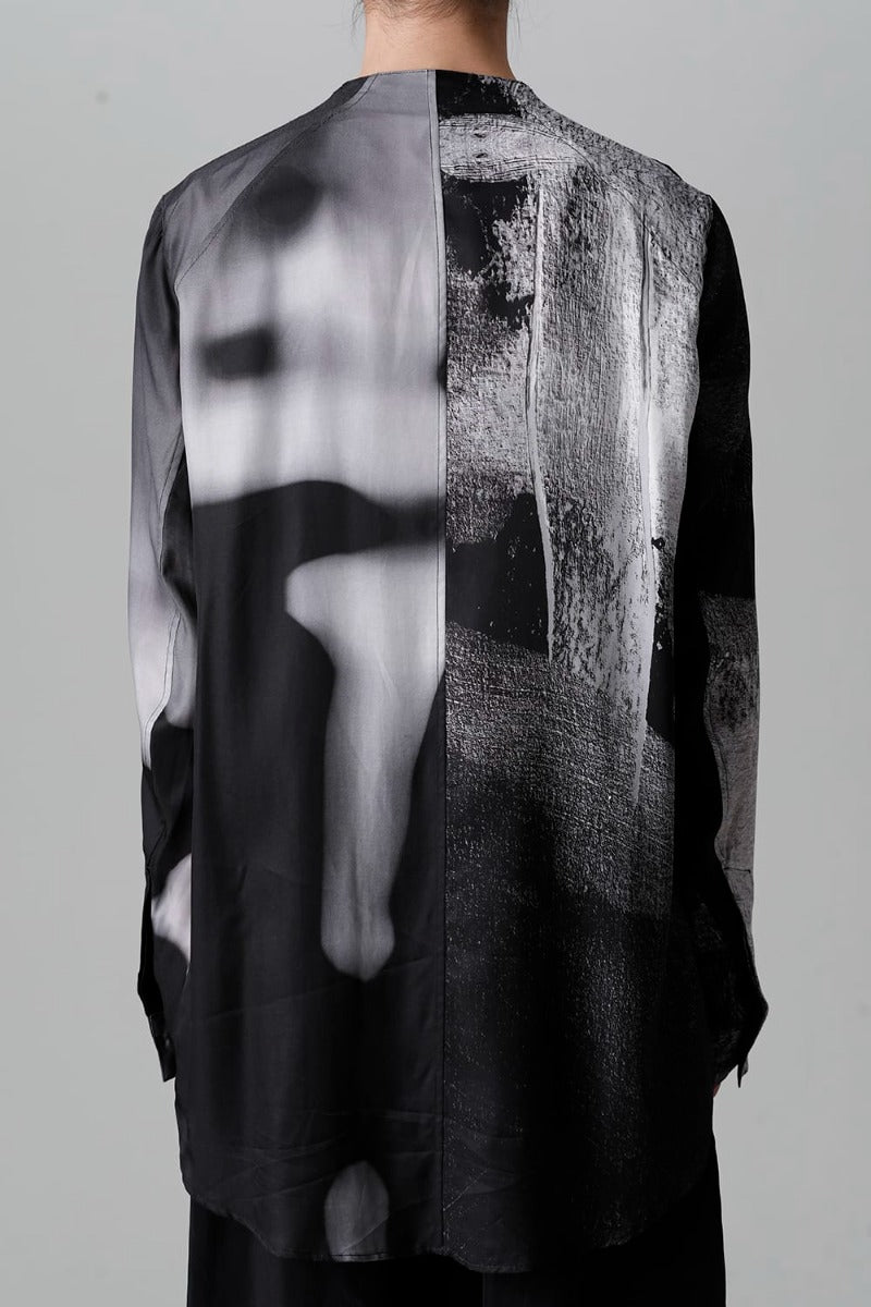 Cupro/Rayon Twill Printed Shirt  Black Print