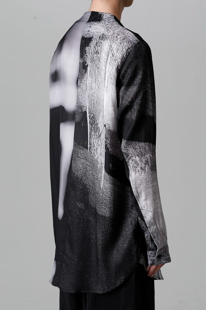 Cupro/Rayon Twill Printed Shirt  Black Print