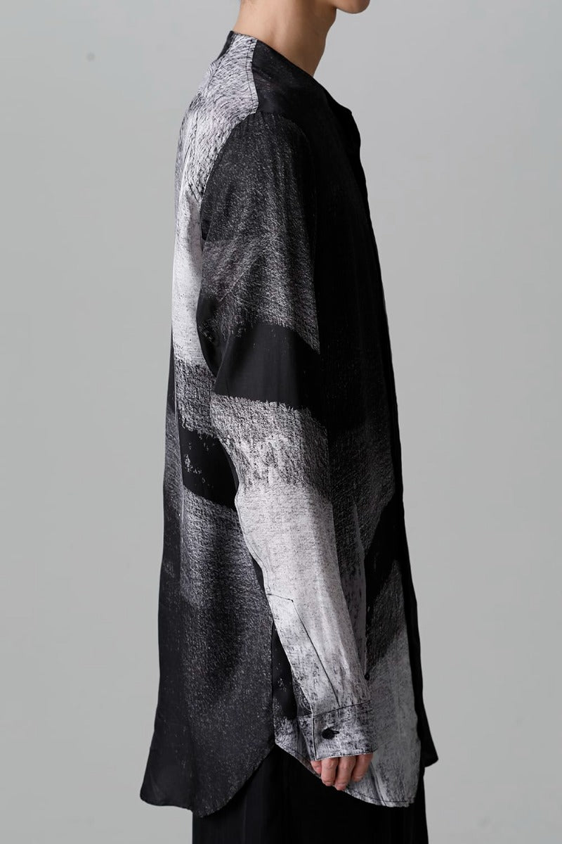 Cupro/Rayon Twill Printed Shirt  Black Print