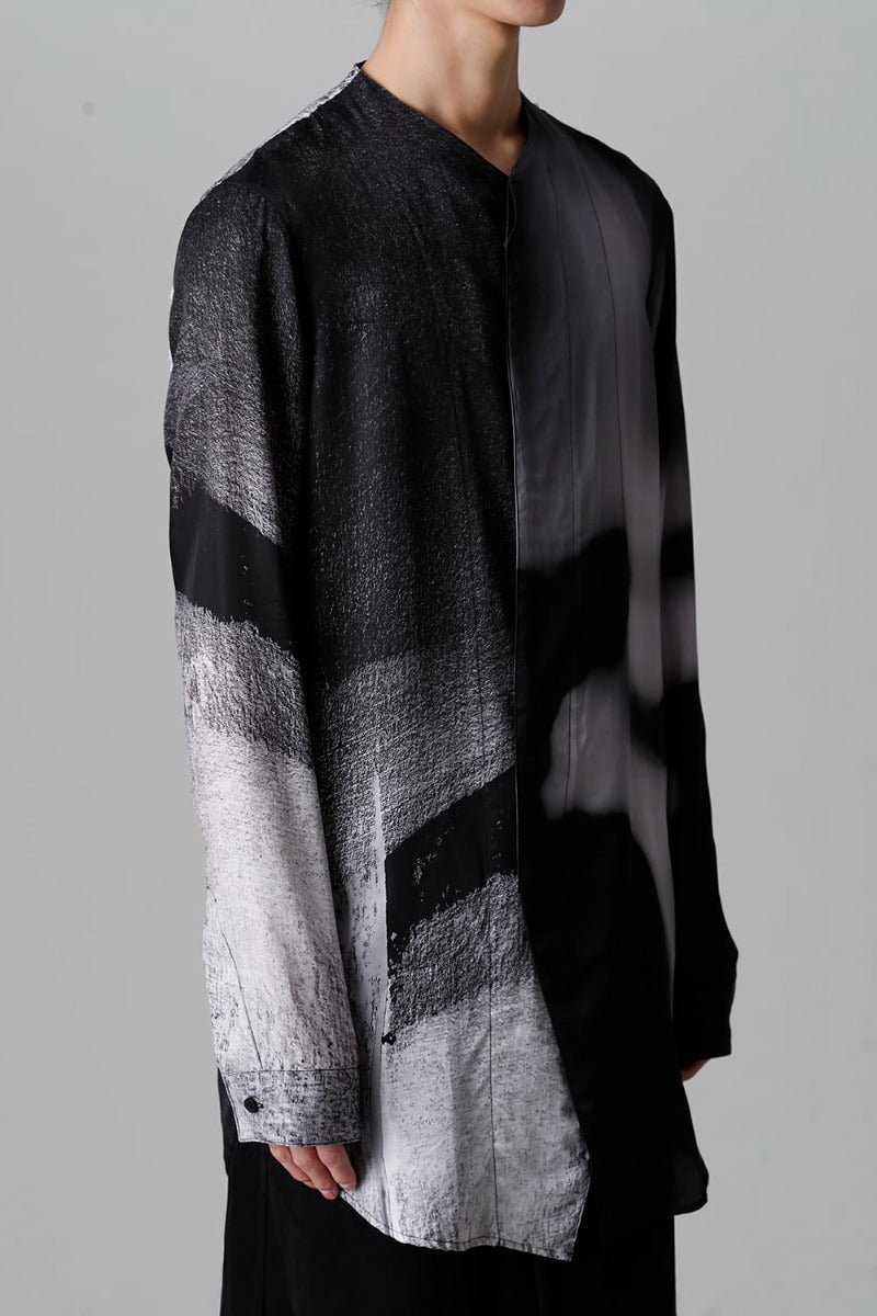 Cupro/Rayon Twill Printed Shirt  Black Print