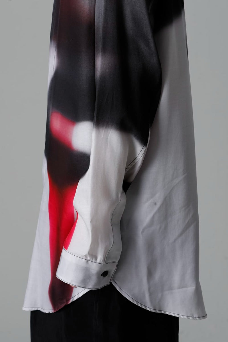 Cupro/Rayon Twill Printed Shirt  Red Print