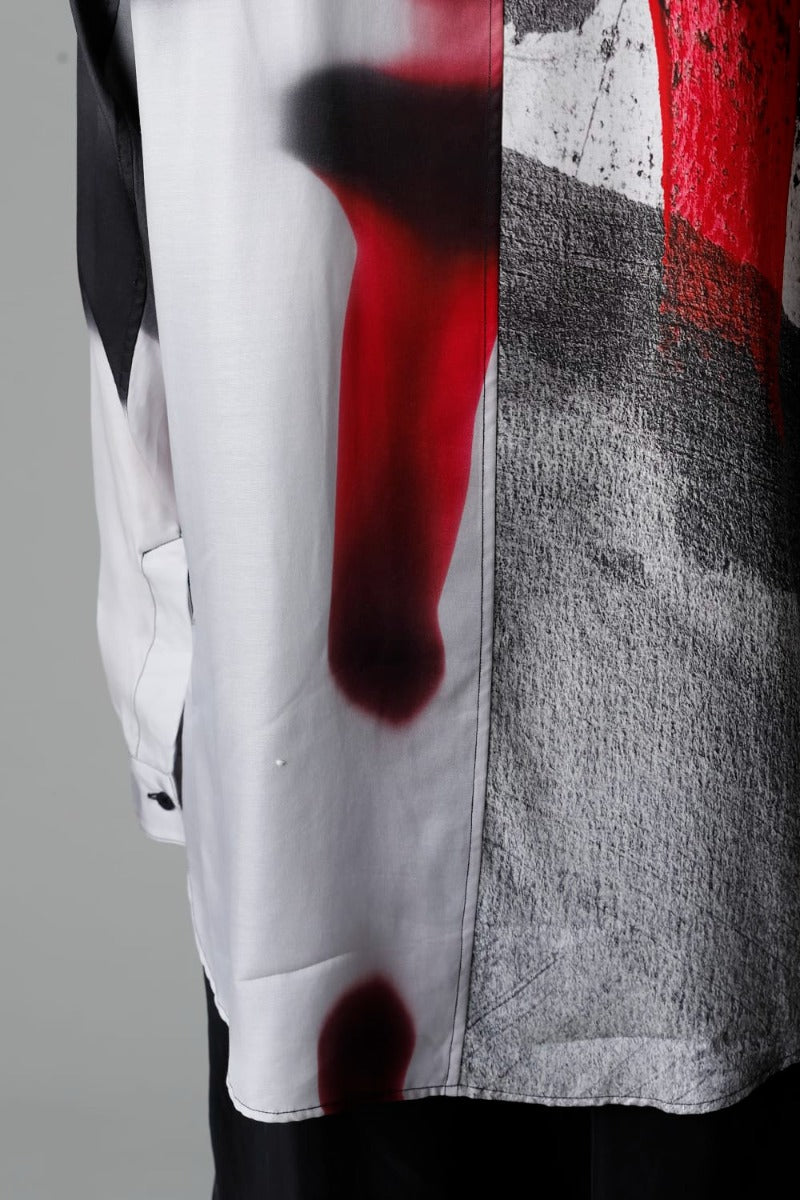 Cupro/Rayon Twill Printed Shirt  Red Print