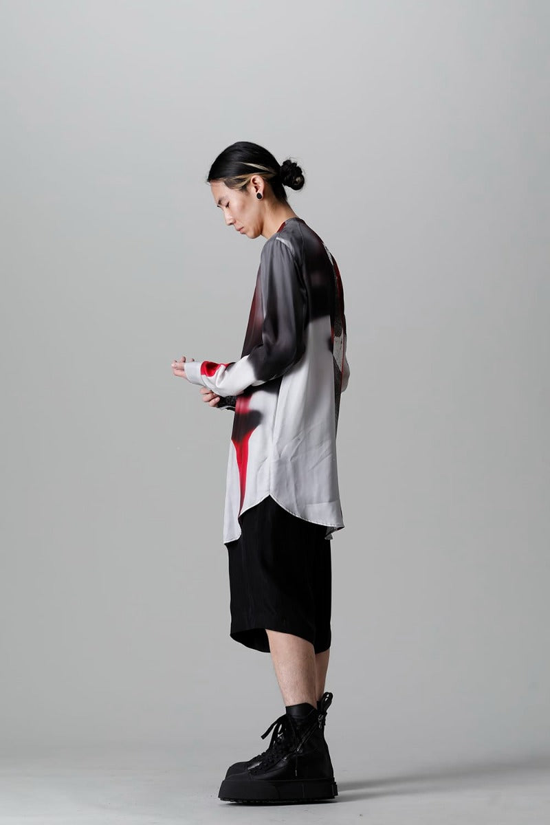 Cupro/Rayon Twill Printed Shirt  Red Print