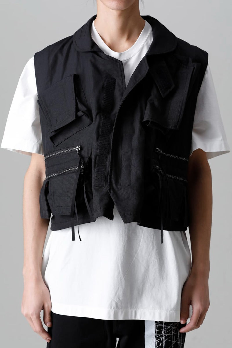 Nylon/Cotton Grosgrain Cargo Vest