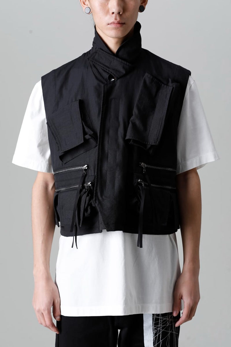 Nylon/Cotton Grosgrain Cargo Vest