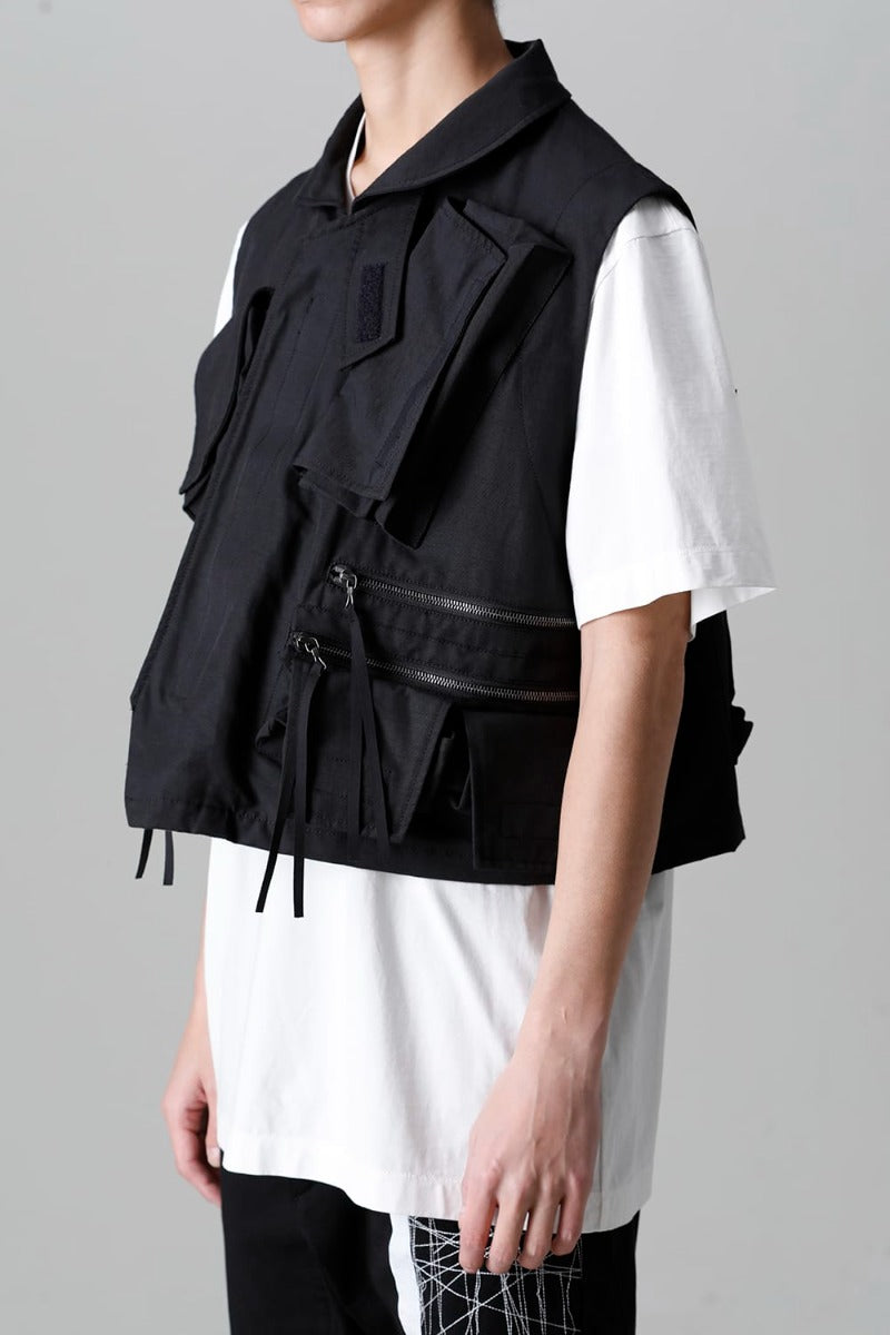 Nylon/Cotton Grosgrain Cargo Vest
