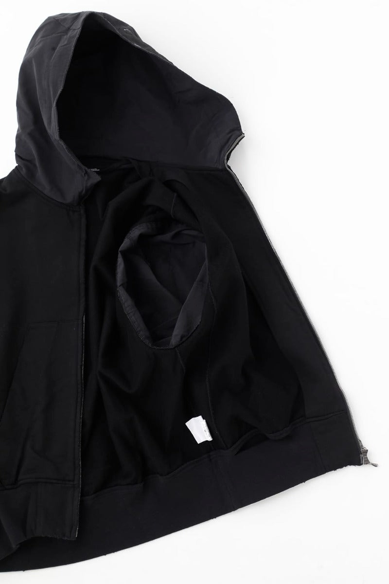 Cotton Sweat Damaged Combo Hoodie Black