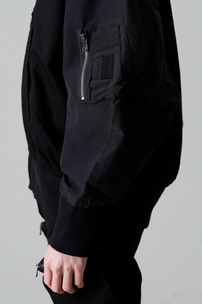 Cotton Sweat Damaged Combo Hoodie Black