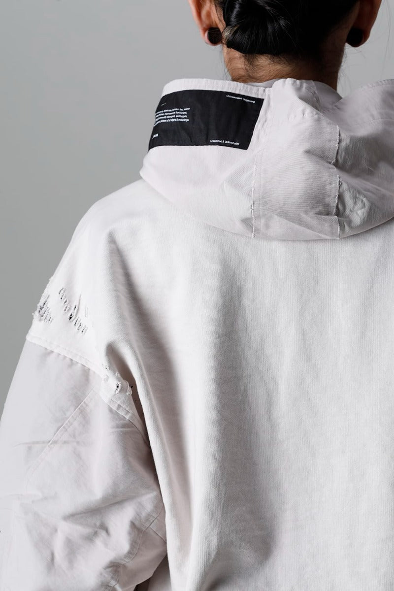 Cotton Sweat Damaged Combo Hoodie Plaster