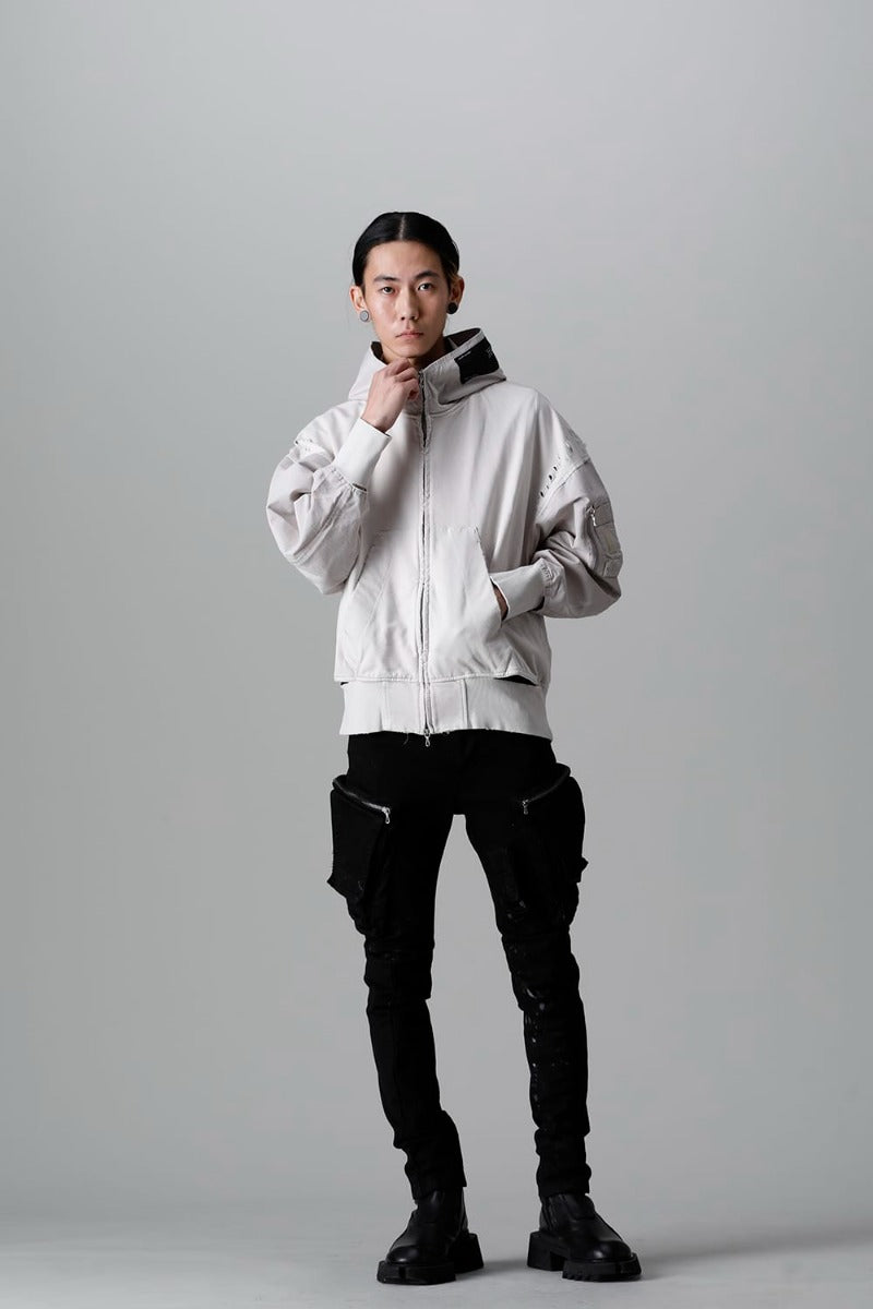 Cotton Sweat Damaged Combo Hoodie Plaster