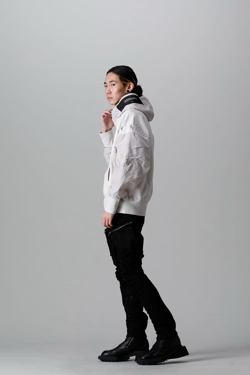 Cotton Sweat Damaged Combo Hoodie Plaster